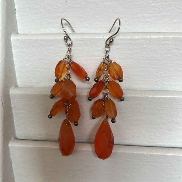 Beautiful dangly earrings, cornelian stone - Picture 3 of 4